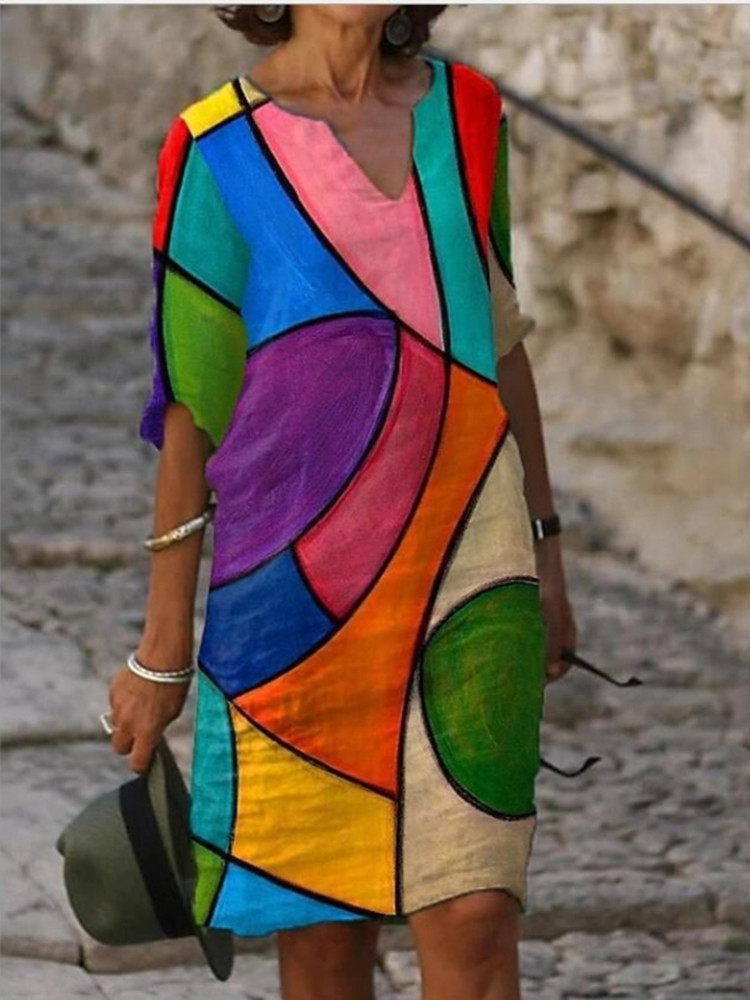 Mode nouveau été femmes Robe décontracté Boho imprimé fleuri demi manches dame plage bureau robes Robe Femme