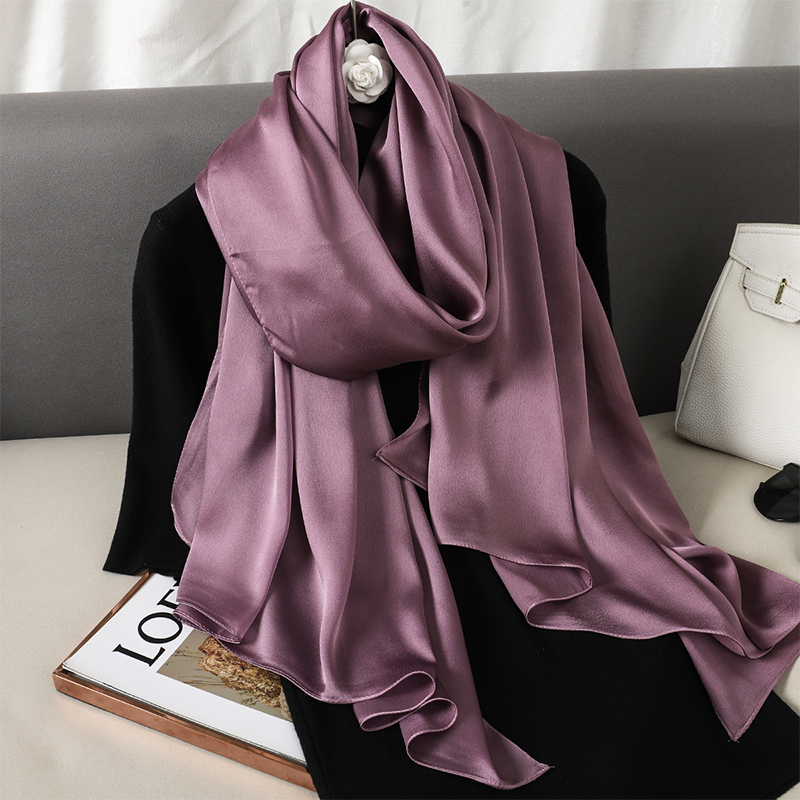 Foulard Foulard en soie châles dame Bufanda élégant solide foulards femmes Sping Pashmina Hijab enveloppes femme plage étoles 2024 luxe