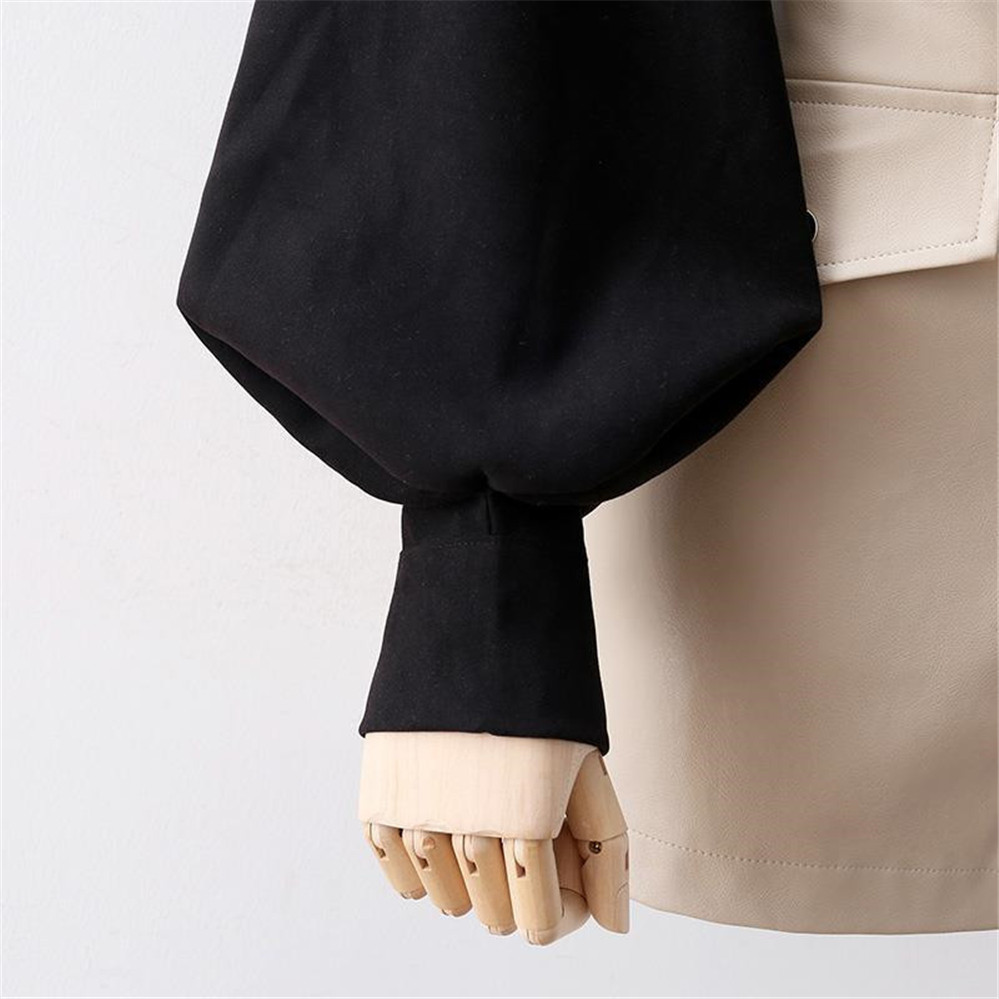 Chemises à manches lanterne de style coréen pour femmes, chemisiers monochromes, col rabattu, simple, adt, automne, mode assortie, 2022