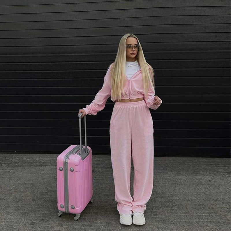 Cardigan à capuche à manches longues pour femmes, costume décontracté, style de rue, pantalon élastique, vêtements deux pièces