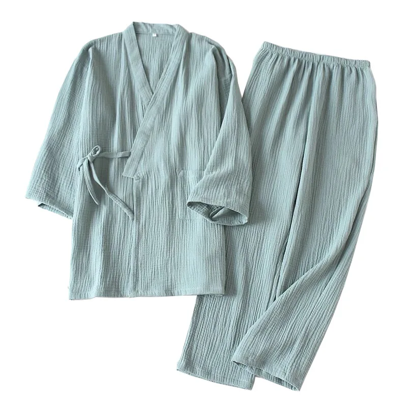 Pyjama d'été pour femme, style japonais, en gaze de coton fine, kimono yukata, vêtement d'intérieur, chemise de nuit ample à manches courtes