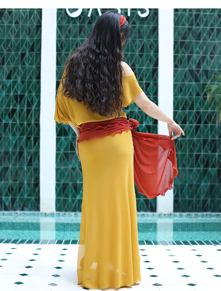 Robe d'entraînement de danse du ventre imprimée pour femmes, robe folklorique féminine, représentation financière, vêtements de danse du ventre trempés