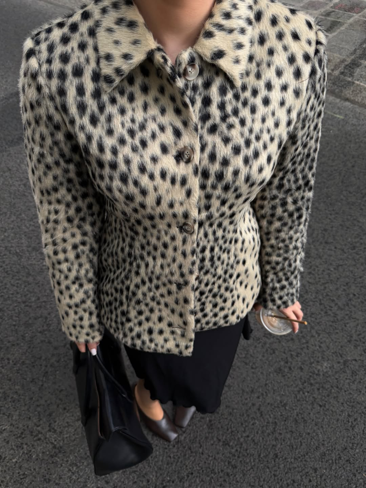 Manteau Femme en Fausse Fourrure Imprimé Léopard, Coupe Slim, Col Revers, Boutonnage Simple, Manches Longues, Veste Chaude pour Femme Automne Hiver 2026