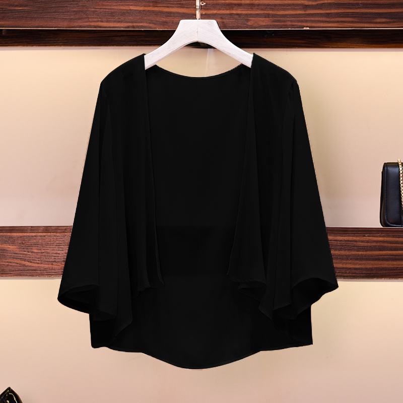 Robe de soirée en mousseline de soie pour femme, élégante, simple, décontractée, cape de Rhavec haussement d'épaules pour dame, châle d'été