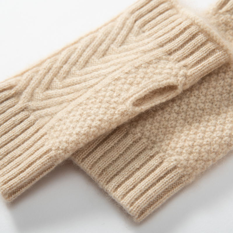 2025 femmes hiver mode pur cachemire demi-doigt gants femmes hiver tricot mitaines chaud solide tricot Jacquard poignet gants