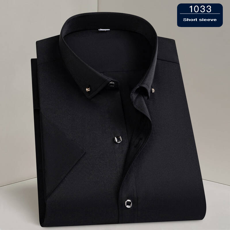 Offre spéciale chemise habillée pour hommes formel mince affaires classique basique diamant bouton Social chemise blanche à manches courtes hommes vêtements