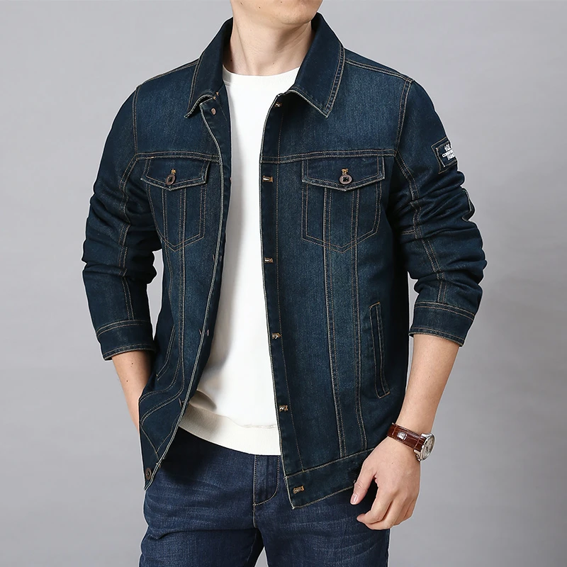 Veste en jean décontractée pour hommes, manteau en jean de style printemps et automne, veste en jean légère, veste en jean rétro multi-sacs pour hommes