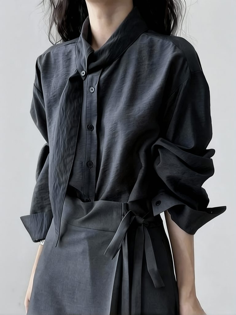 Chemise blanche élégante à col noué de style coréen pour femme, chemisier de travail de créateur à manches longues, chemisier décontracté basique à boutons, nouvelle collection printemps