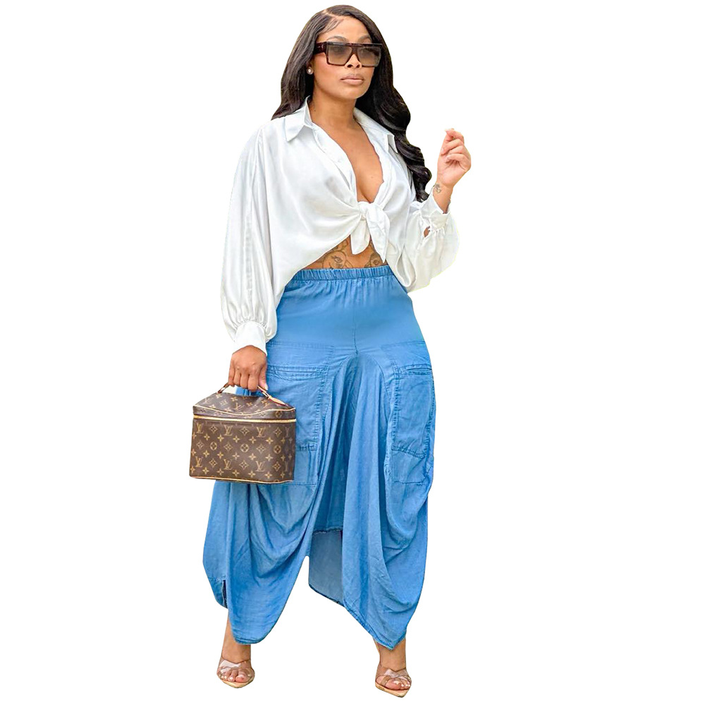 Jupe longue irrégulière à taille élastique pour femmes, jupes monochromes décontractées, épissure régulière, poches pour dames de bureau, élégante et simple, 2024