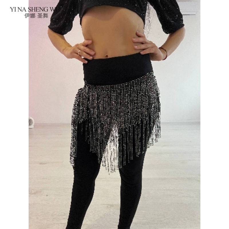 Ceinture de spectacle de danse du ventre pour femmes, écharpe de hanche à pampilles triangulaires en diamant complet, accessoires de compétition de danse orientale pour danseurs