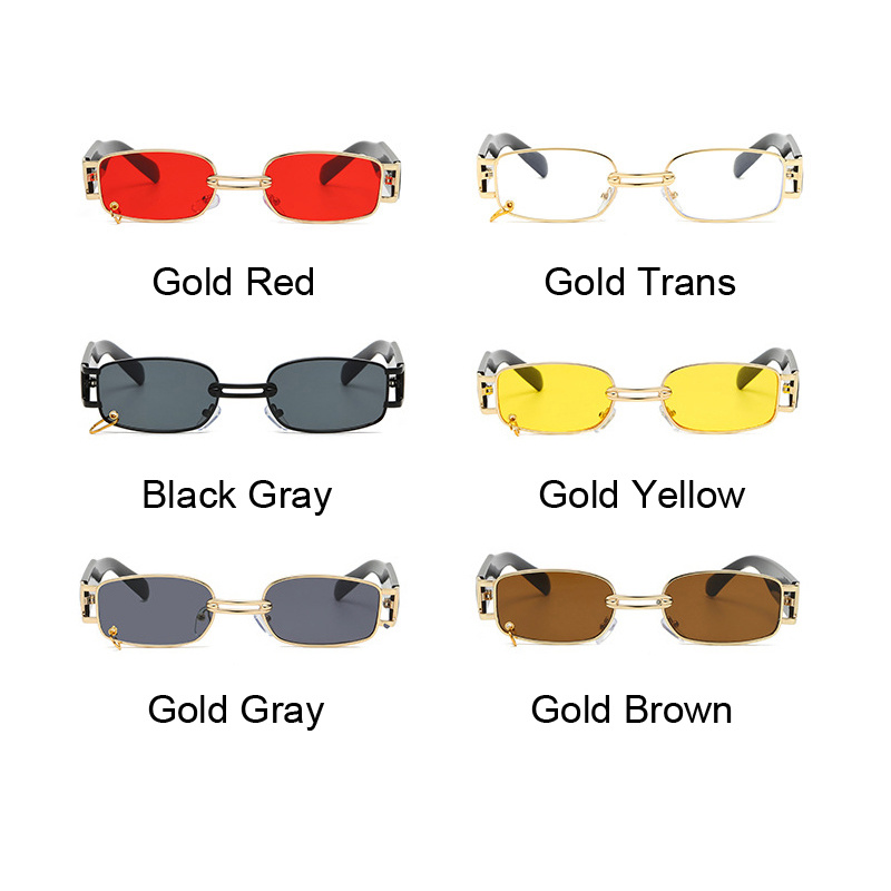 Petites lunettes de soleil rectangulaires rétro vintage pour hommes, lunettes de soleil pour hommes, créateur de marque, haute qualité, cadre en métal, carré