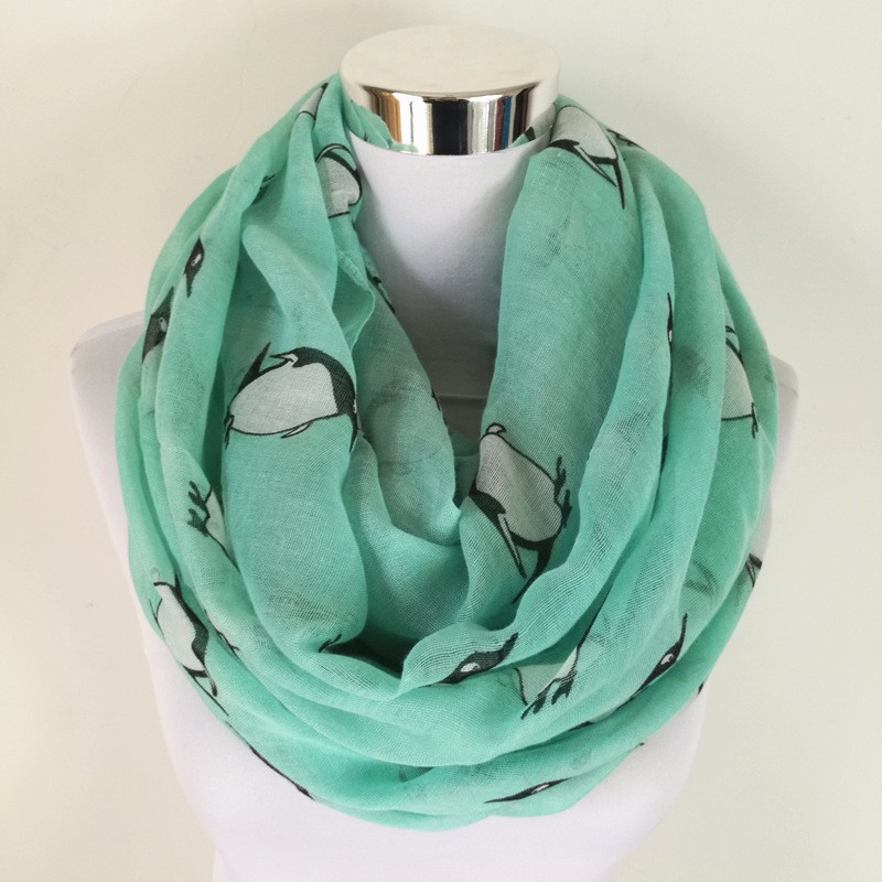 Mode pingouin imprimé cercle cou foulards femme grands mouchoirs pour femmes animal châle Snood écharpe capuche pour les femmes