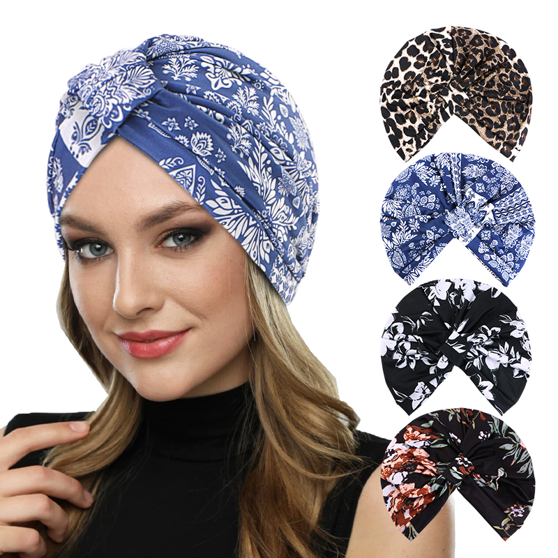 Femmes musulmanes ethnique imprimé foulard carré noeud sac foulard indien chapeau protecteur libéré chapeau