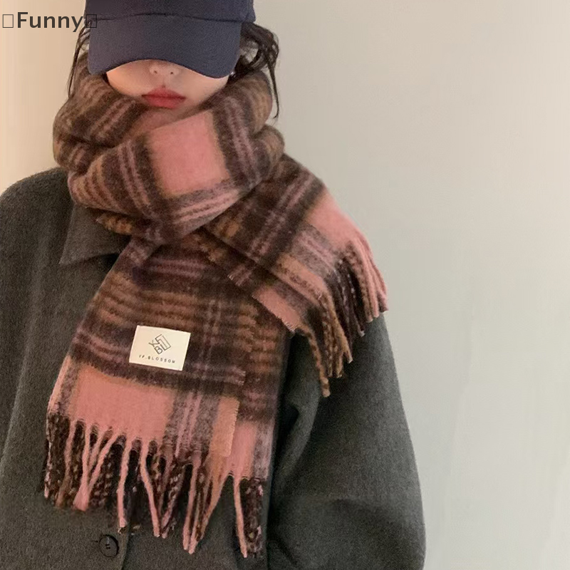 maveraFunny AanAutumn et hiver nouveau Couple écharpe femmes chaud épais châle rétro paresseux Style Plaid cou écharpe