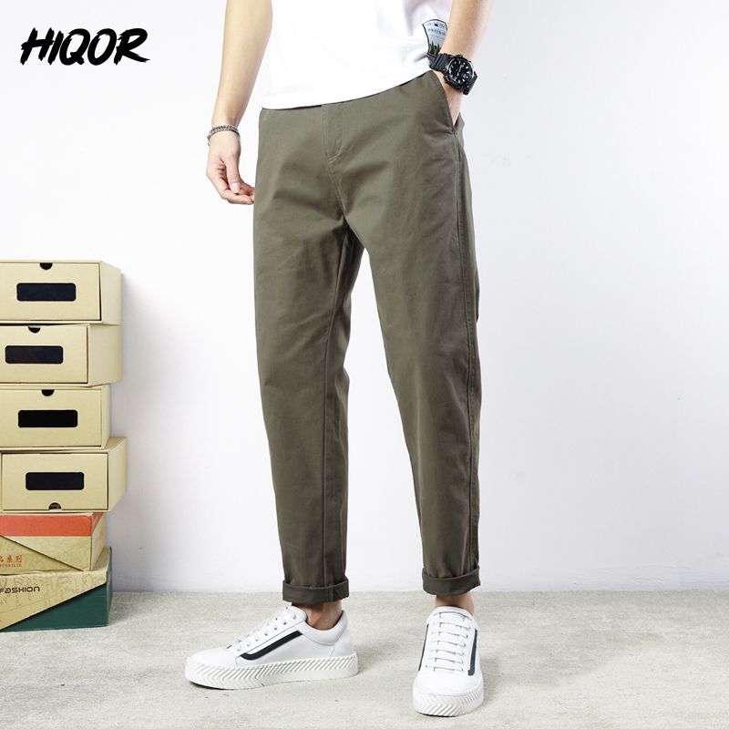 HIQOR printemps été hommes pantalons ample confortable décontracté tout-match élastique pantalon homme coton pantalon mode Streetwear coréen pantalon