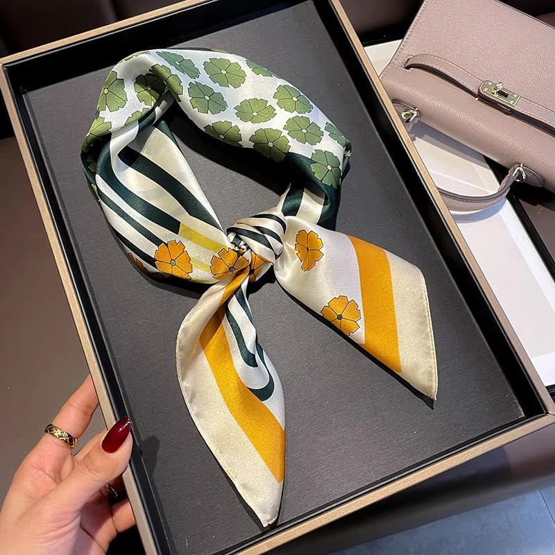 Foulard carré en soie 100% naturelle pour femme, bandana, foulard de tête, châles, foulard carré pour le cou, étoles, cachecol, schals, bufanda