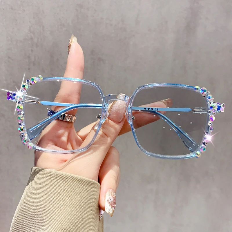 Lunettes de myopie à couleur changeante, bijoux en diamant, lunettes photochromiques haut de gamme pour femmes, moins dioptrie