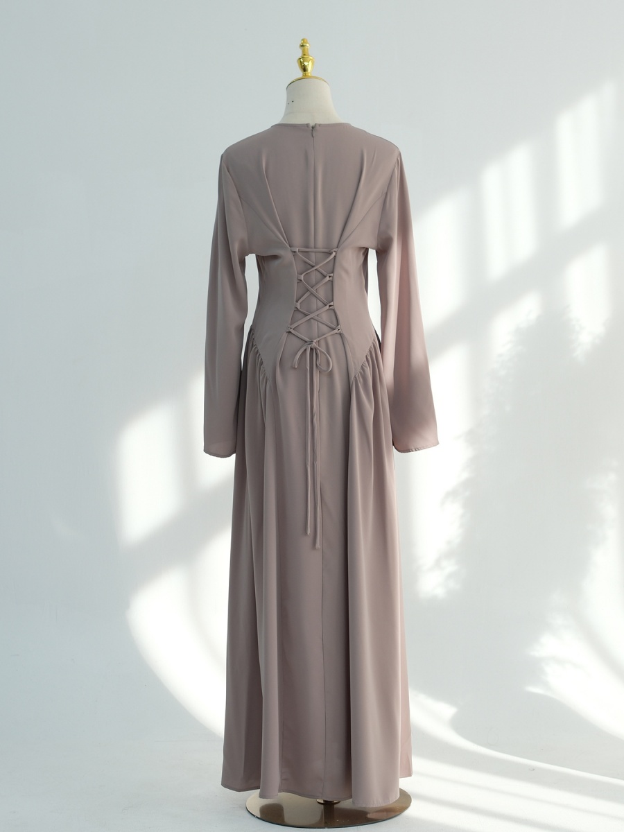 Robe Abaya Traditionnelle de Dubaï pour Femmes Musulmanes, Robe Longue Ajustée à Bretelles au Dos, Kaftan, Robe de Prière, Vêtements Islamiques pour Femme