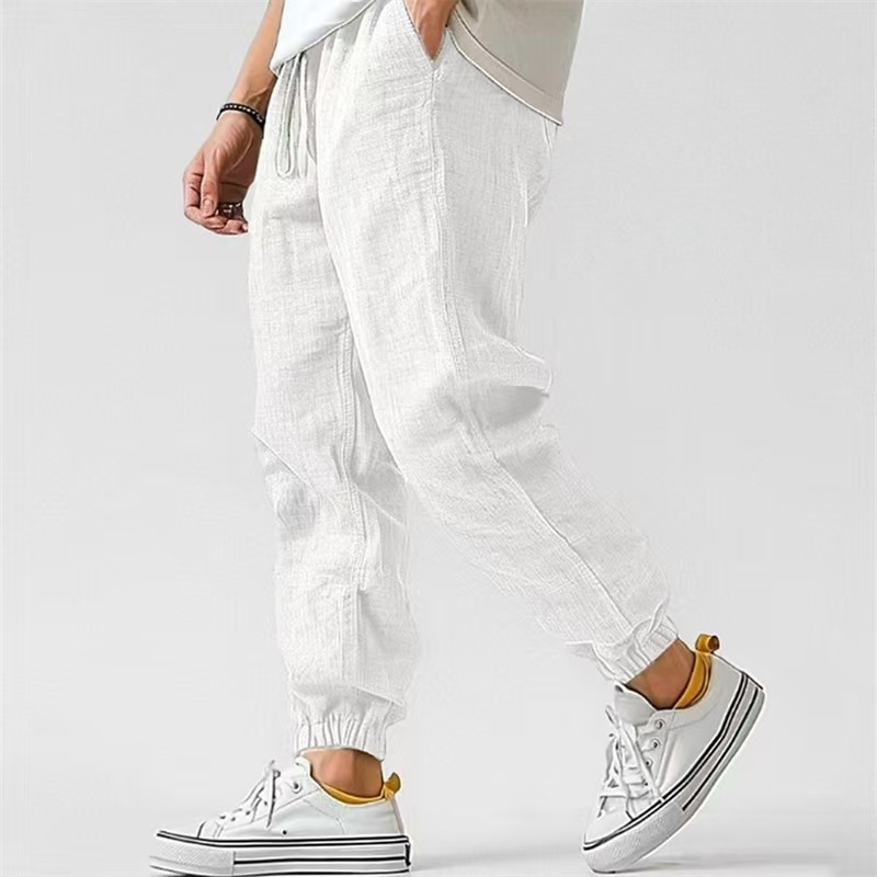 Pantalon Harem Coréen en Lin pour Homme, Coton, Couleur Unie, Style Jogging, Sport, Décontracté, Gym, Travail, Ample