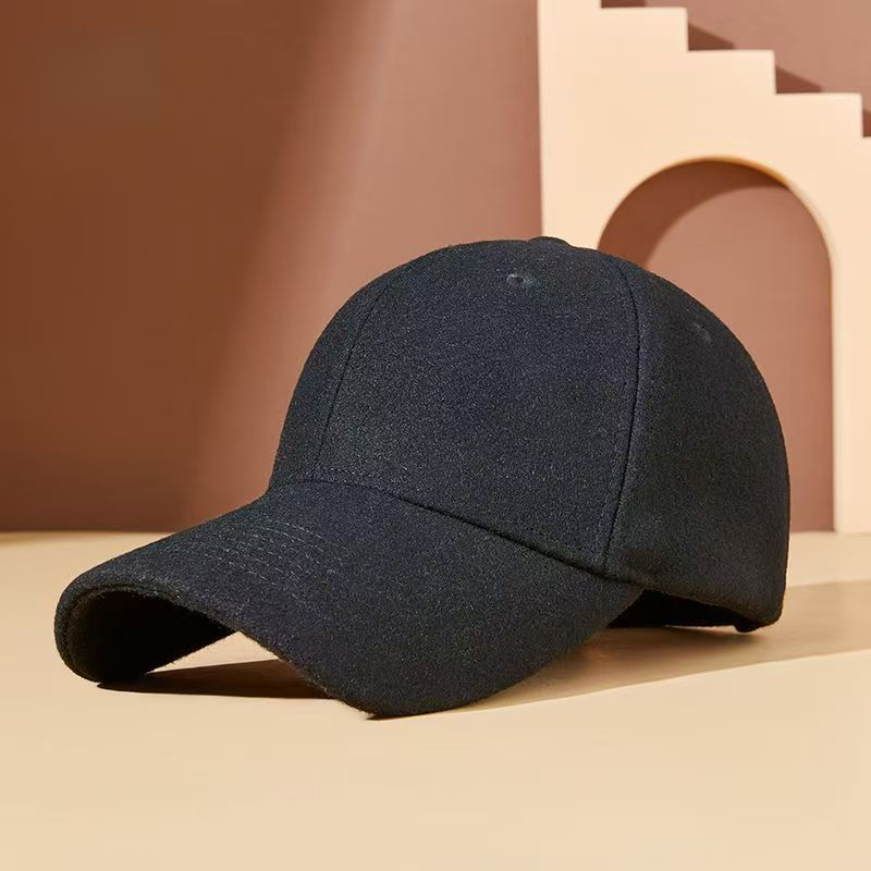 Casquette de baseball en cachemire pour homme, confortable et chaude, pour l'automne et l'hiver, grande circonférence de tête, chapeau décontracté pour l'extérieur et le travail