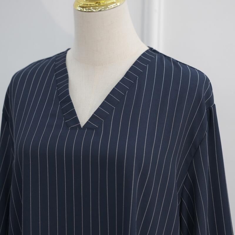 Robe Abaya pour femme, Kaftan Jalabiya, tenue de fête à rayures, vêtement musulman ample à col en V, caftan uni, robe longue