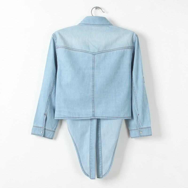 Chemise kimono en denim à manches courtes pour femmes, haut court en jean sexy, chemisier d'été cool