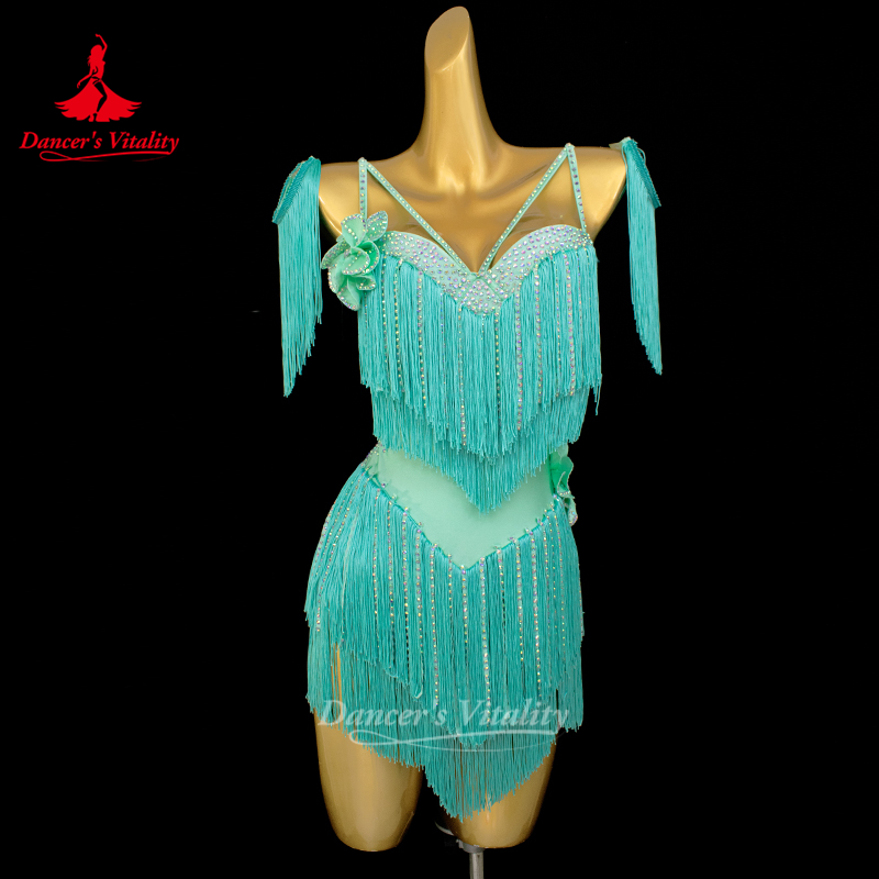 Robes de danse latine pour femmes, personnalisées, pierres AB, Sexy, dos nu, Tango, Samba, Rumba, Costumes de spectacle professionnel