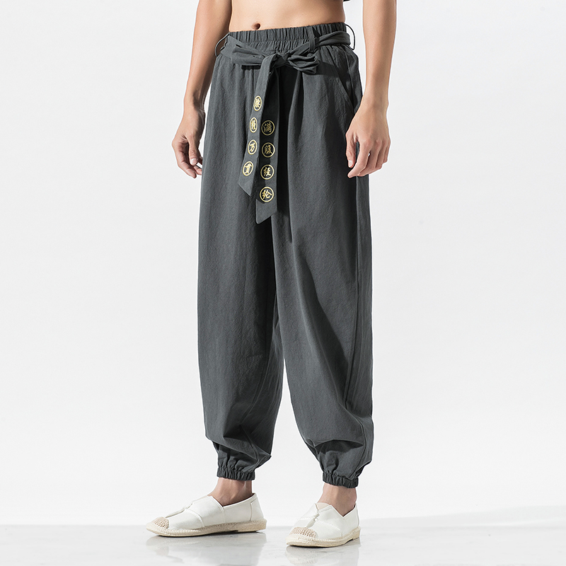 Pantalon Kimono japonais décontracté pour hommes, ample, Harajuku, vêtements traditionnels asiatiques, Style Yukata, sarouel brodé, 2025
