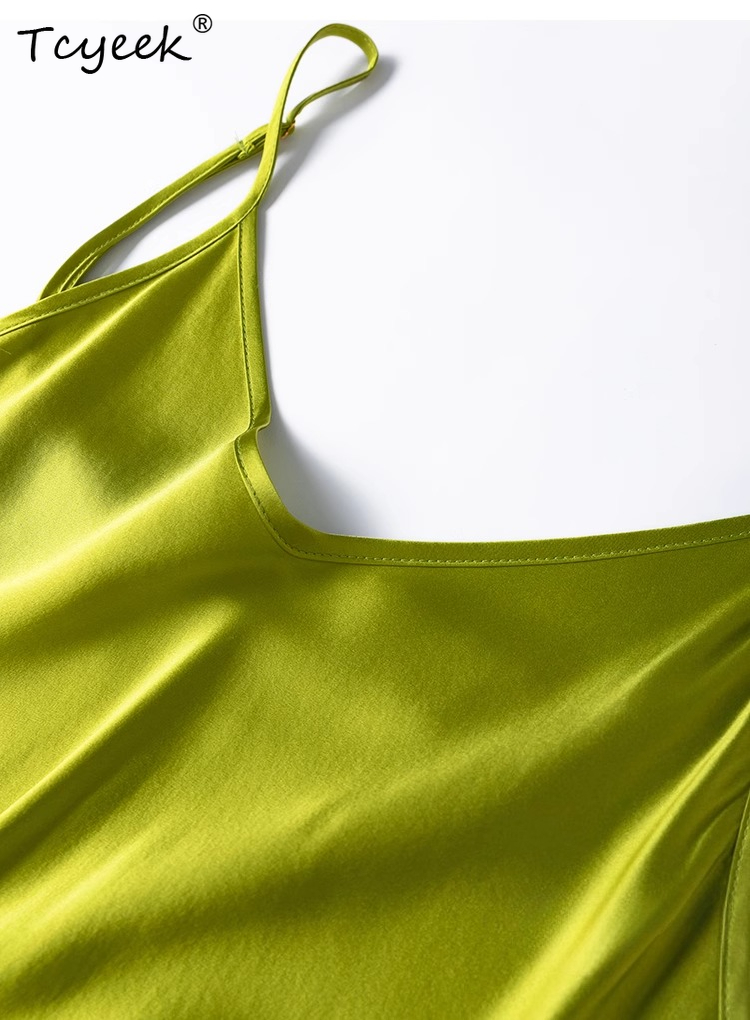 Tcyeek Robe longue 100% Soie de Mûrier Naturelle 21MM, Robes d'été en Soie Véritable pour Femme 2026, Robes Élégantes, Vêtements pour Femme, Robe