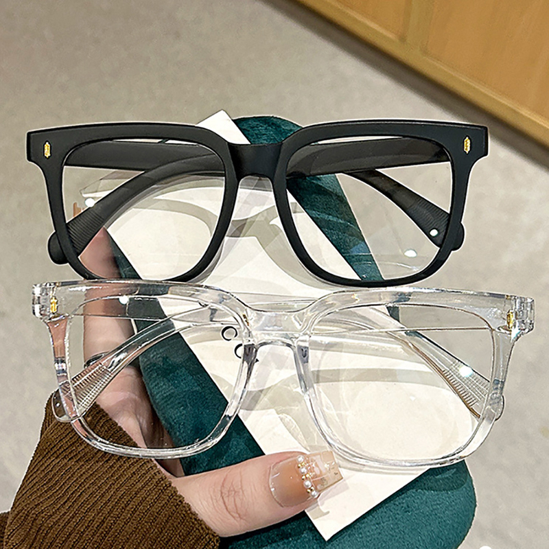 Nouvelles lunettes transparentes carrées pour étudiants atteints de myopie, hommes et femmes, monture de lunettes anti-lumière bleue à verres plats pour visage rond