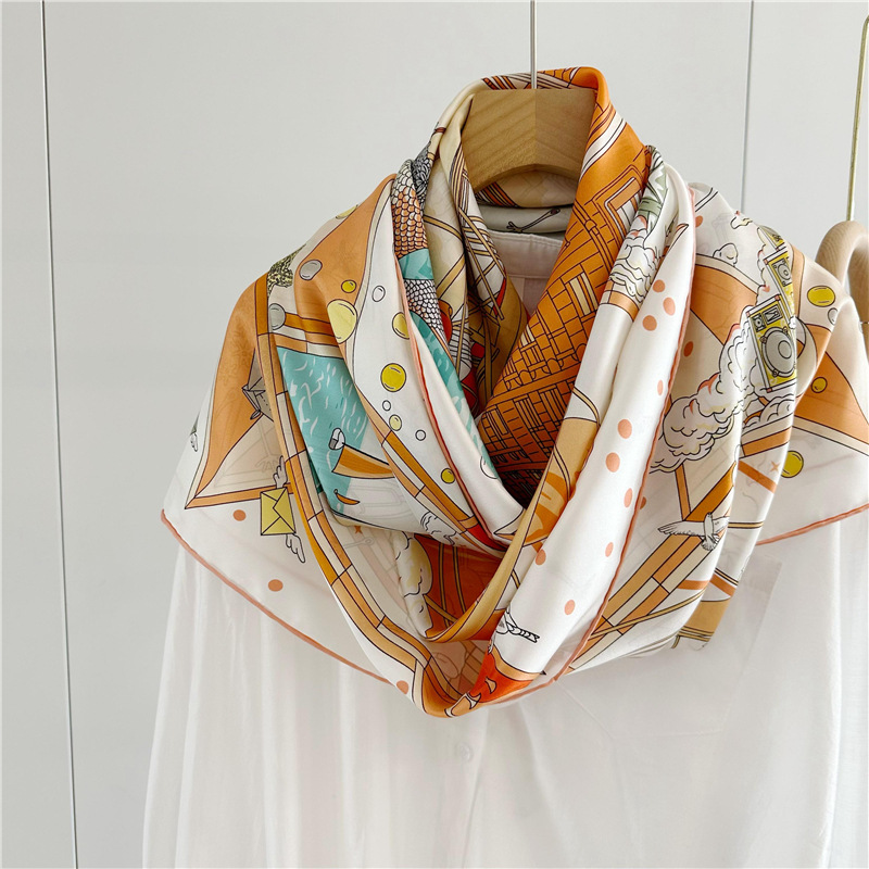 Injplanchers f-Châle Roulé à la Main Mûrier, Sac à Cheveux Herm, Bandanas, Grande Marque de Luxe, Accessoires de Décoration, Cadeau, 140cm