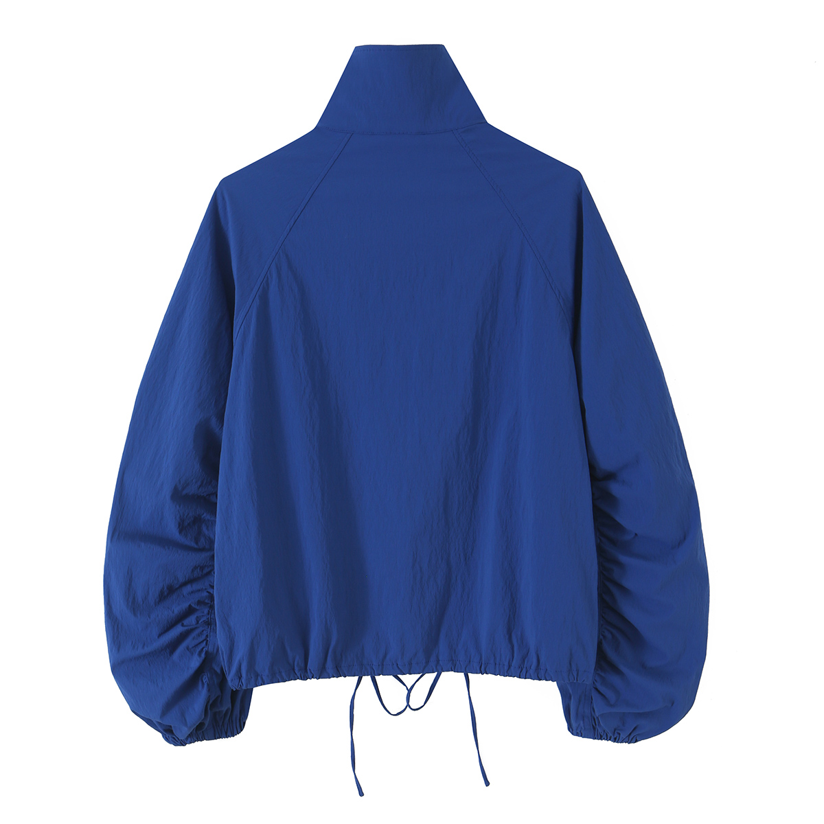 BSAY Nouvelle Veste Courte Décontractée pour Femme, Style Bureau, Boutonnée, Col Montant, Manches Froncées, Ourlet à Cordon de Serrage, Coupe Ample, Manteau Quotidien