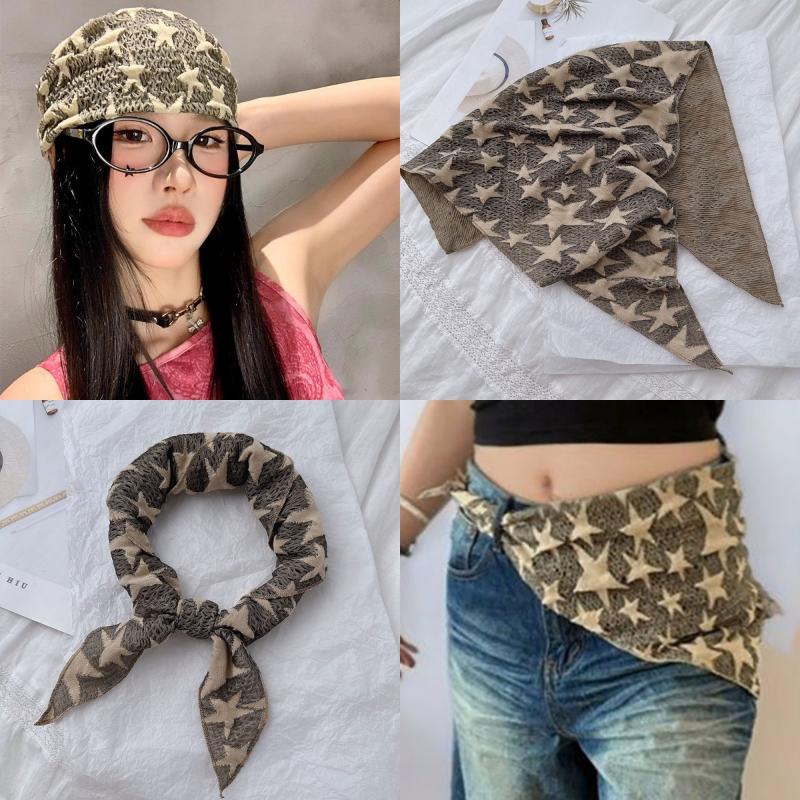 Style Cool chapeaux étoile sous-culture Y2K foulard femmes Hip Hop foulard triangulaire écharpe chaude fille foulard en soie décorations de taille