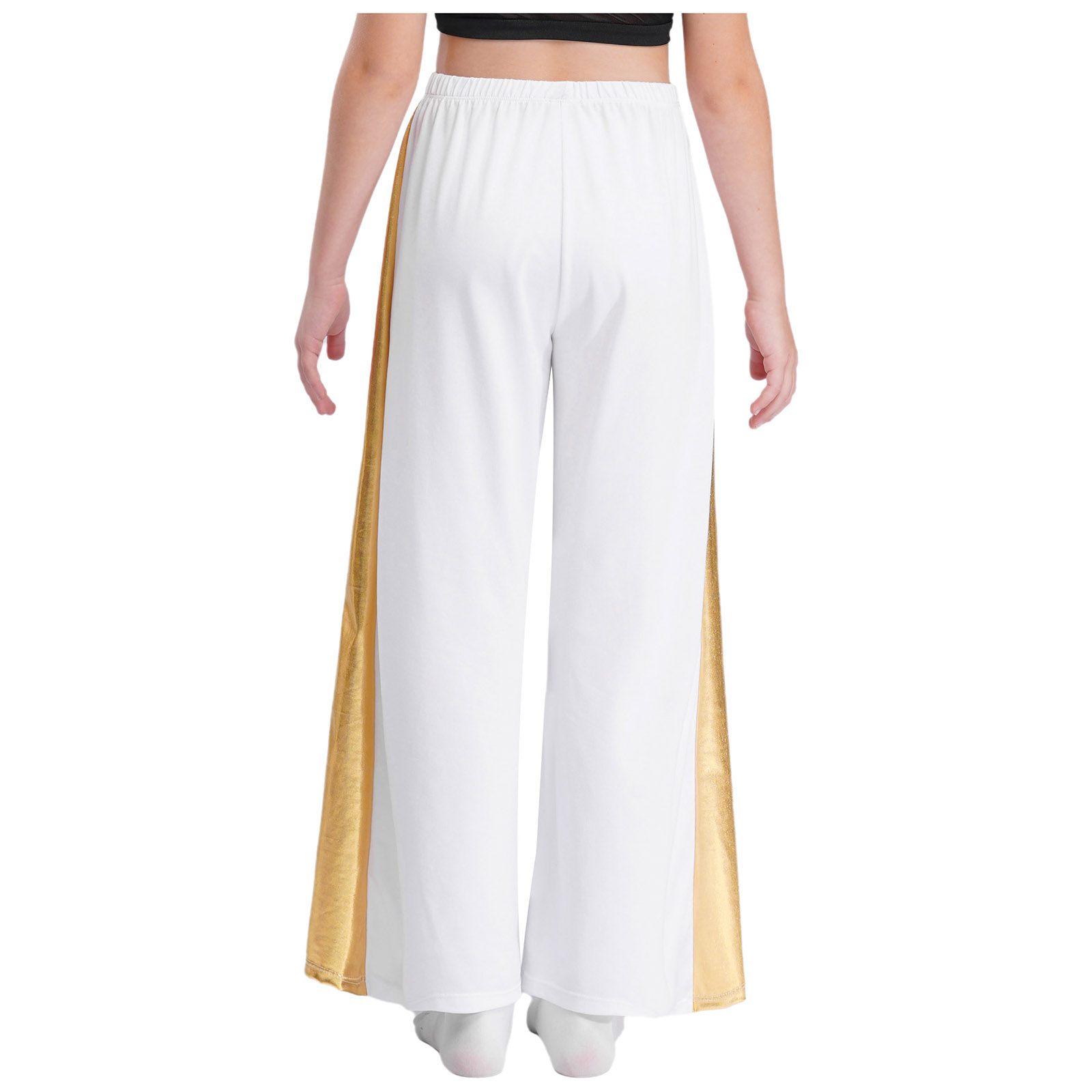 Tenue de danse lyrique moderne pour enfants filles, robe de culte de chorale d'église, robe métallique sans manches avec pantalon à jambes larges