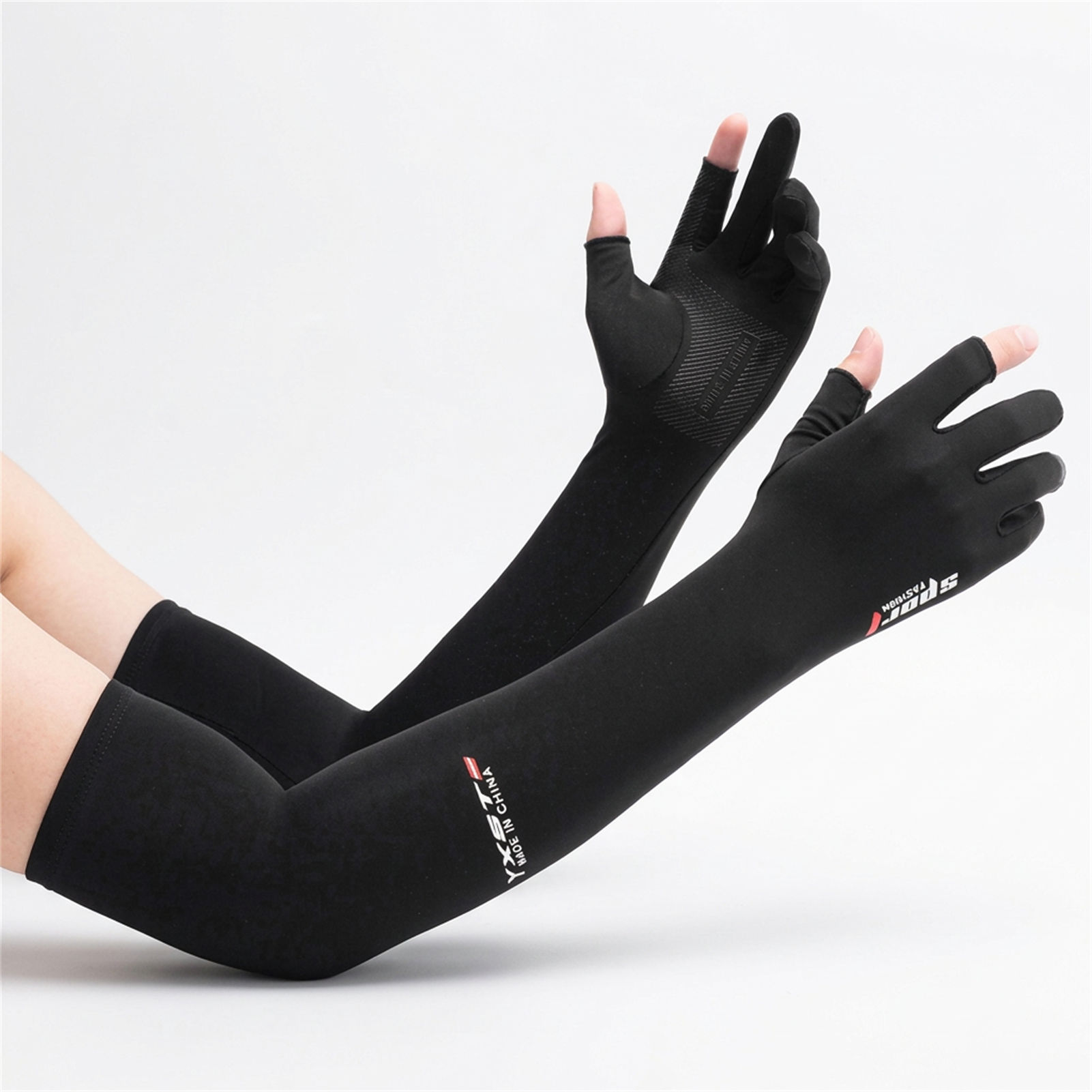 Manchons en soie glacée pour femmes et hommes, protection solaire estivale, respirants, antidérapants, à deux doigts, pour la pêche, le cyclisme, la conduite, chauffe-bras