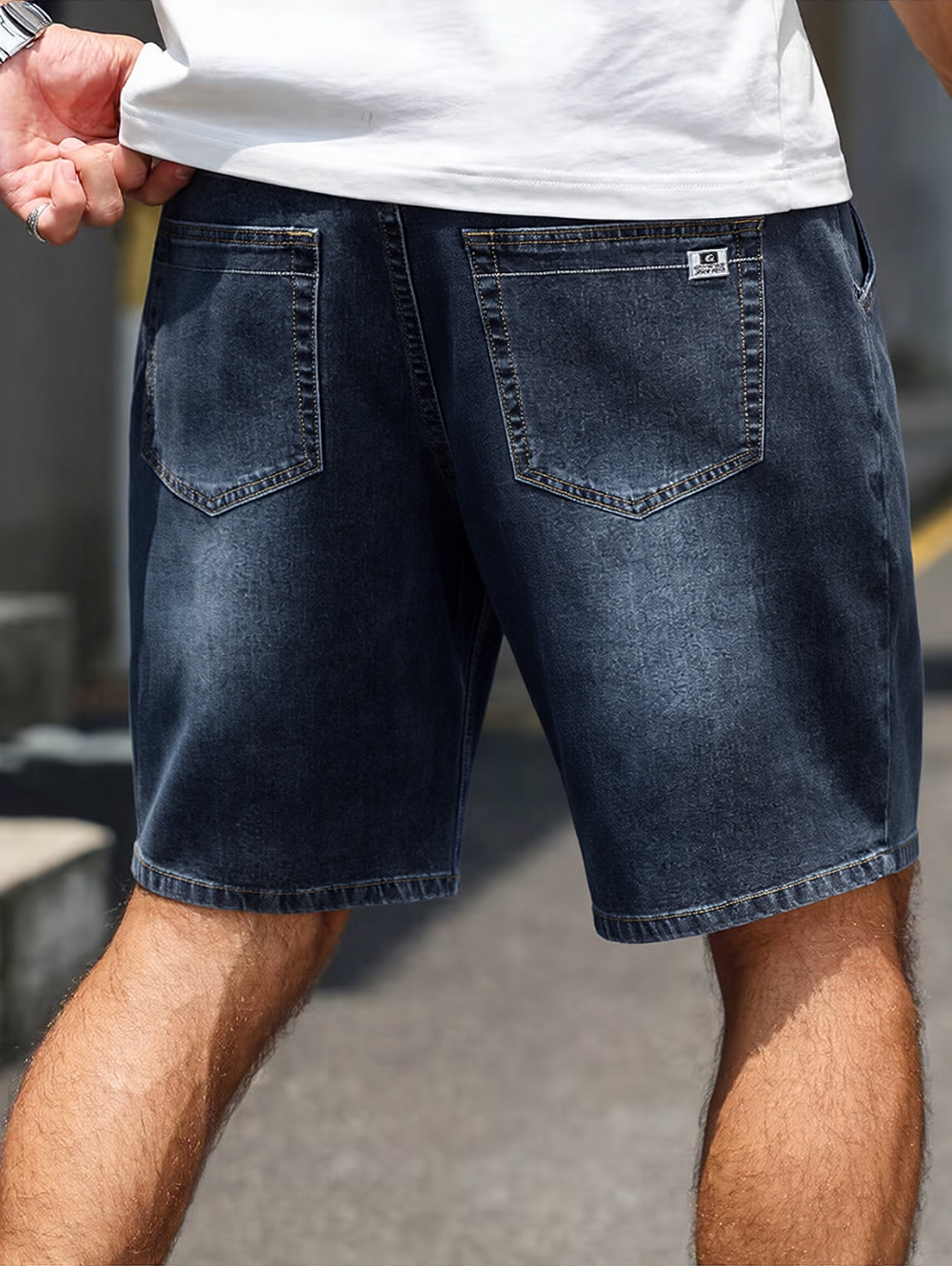 Shorts décontractés pour hommes, coupe ample, taille mi-haute, en jean élastique, pour le quotidien, confortables et souples