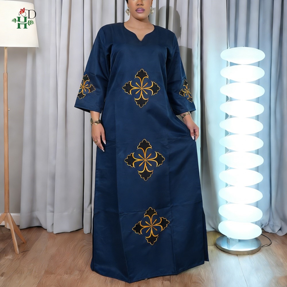 H & D Femme africaine tenue robe pantalon couvre-chef caftan robe marocaine broderie Dashiki à manches longues hauts Abayas Femme dubaï