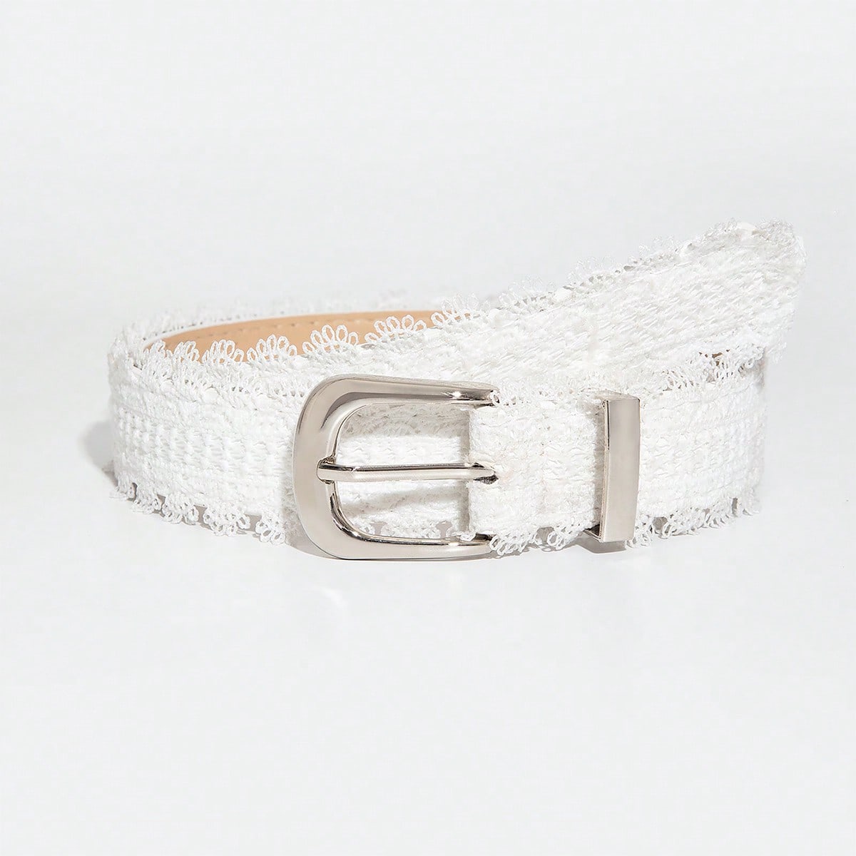 Ceinture en dentelle blanche de style délicat pour femme, une ceinture polyvalente de style féminin et charmant pour décorer les jeans.