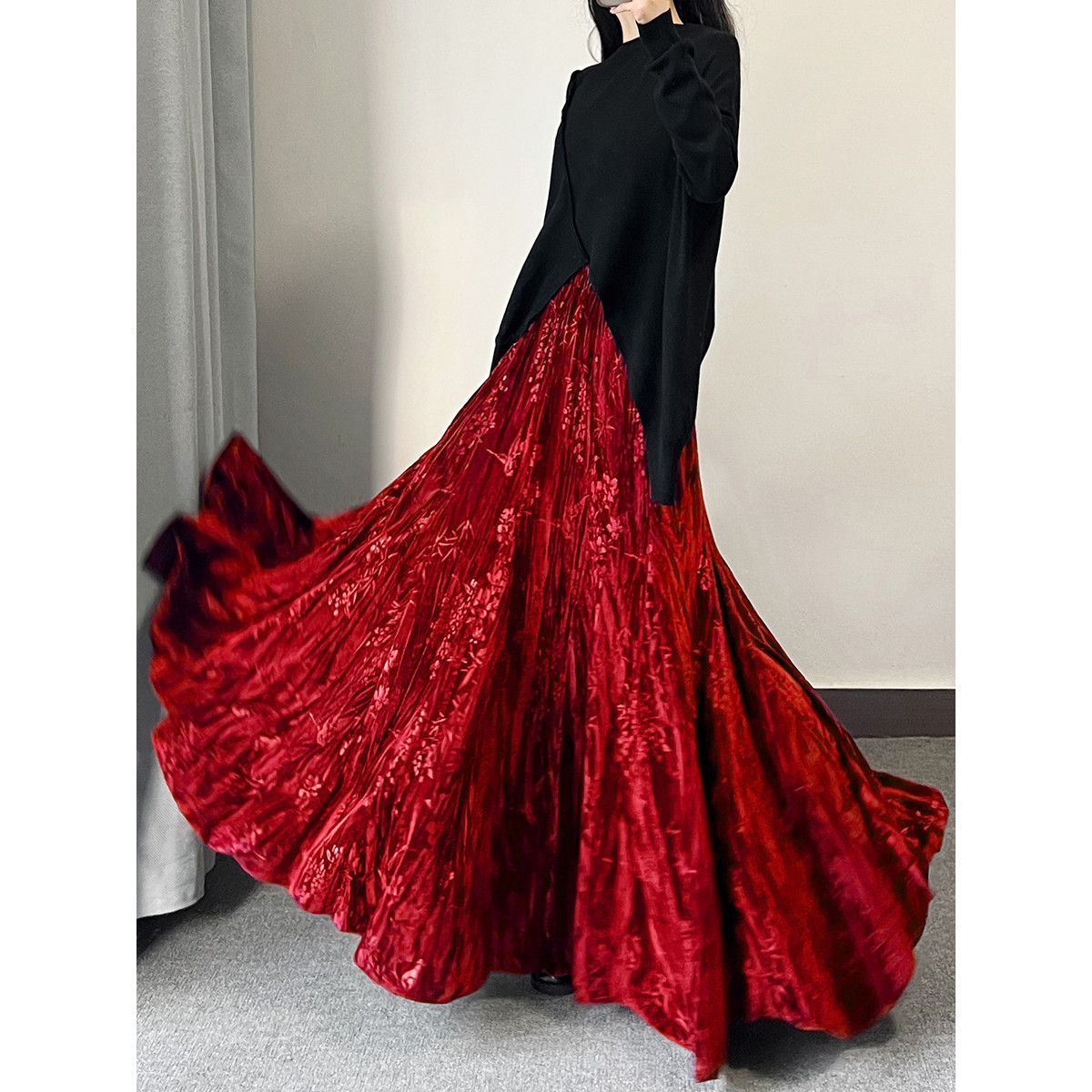Jupes Femme Mi-longues Coupe Trapèze Ajustée Plissée Taille Haute Sexy Élégante Style Y2K Streetwear Travail Quotidien Printemps 2026
