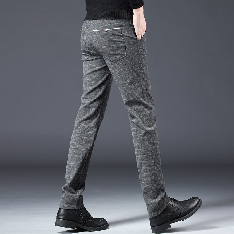 Pantalon décontracté en coton respirant et confortable pour hommes, coupe cintrée, droit, style coréen, extensible, noir, gris, bleu