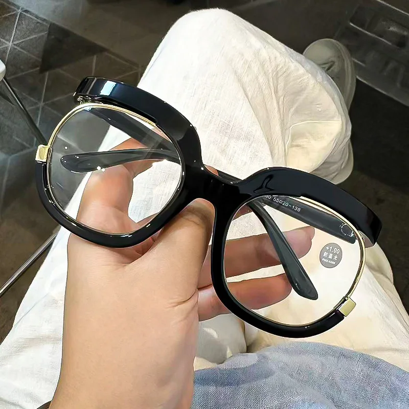 Lunettes de presbytie surdimensionnées pour femmes, Style INS, à la mode, bloquant la lumière bleue, lunettes de lecture, tendance, imprimé hibou, monture ronde