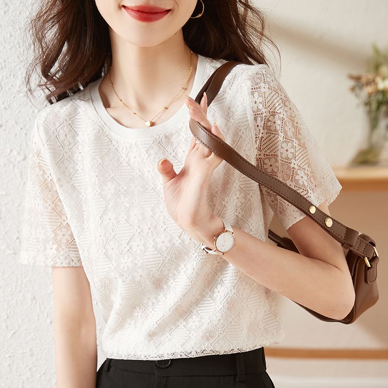 Chemise et chemisier en dentelle pour femmes, hauts simples, vêtements populaires coréens, bon marché, élégants, mode, offre Premium 2025