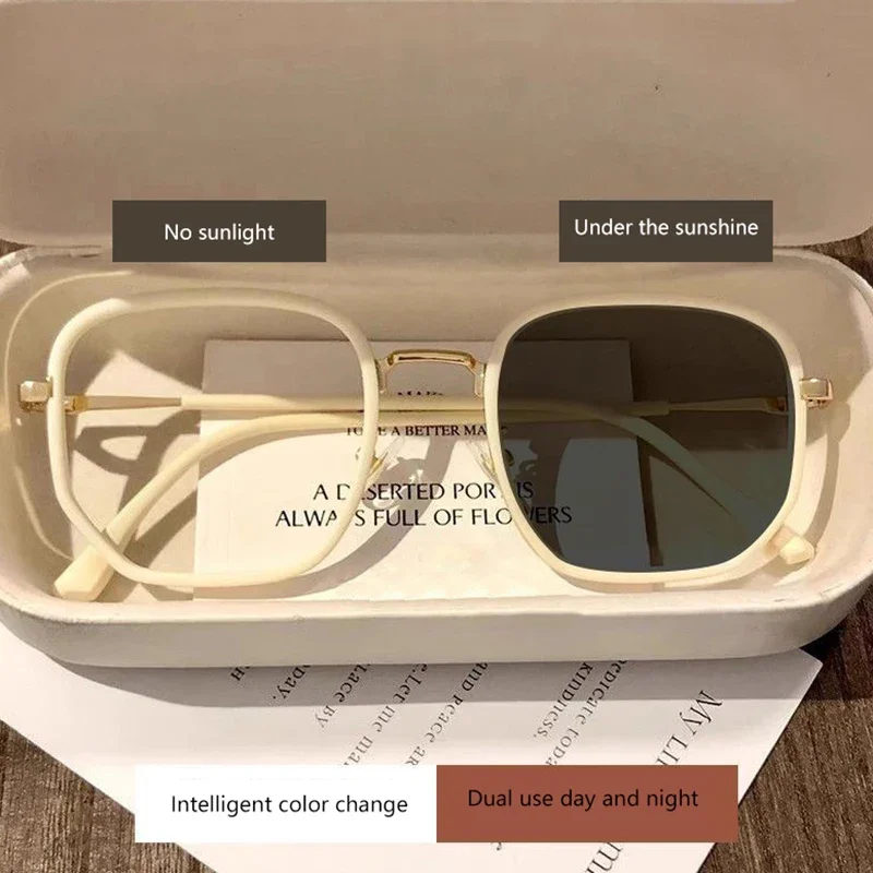 Lunettes de myopie photochromiques unisexes, lunettes de soleil proxy, carillon moins délinquants, dioptrie, extérieur, document, mode de luxe