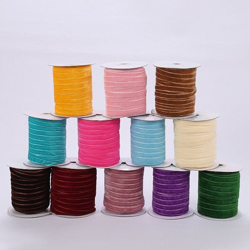 Ruban en velours 50yards 10mm, emballage cadeau fait à la main pour fête de mariage, nœuds pour cheveux, accessoires pour vêtements, bricolage, artisanat de couture, rubans en tissu