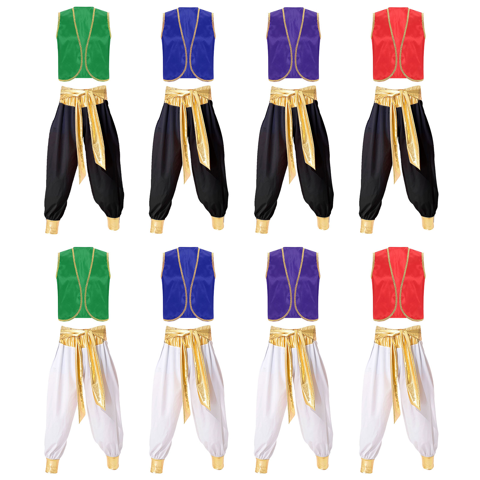 Costume de Prince arabe pour hommes, Aladin arabe persan, jeu de rôle d'halloween, gilet sans manches avec pantalon, tenues de carnaval