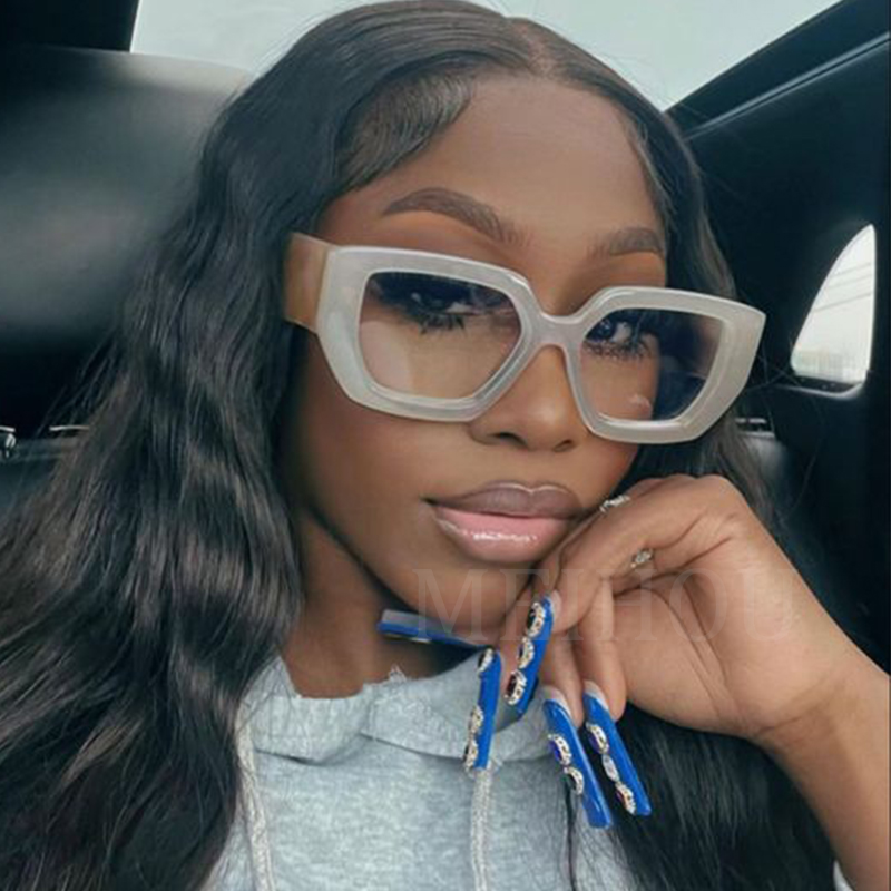 Lunettes carrées tendance pour femmes, grandes montures, colorées, transparentes, épaisses, de qualité féminine, avec monture
