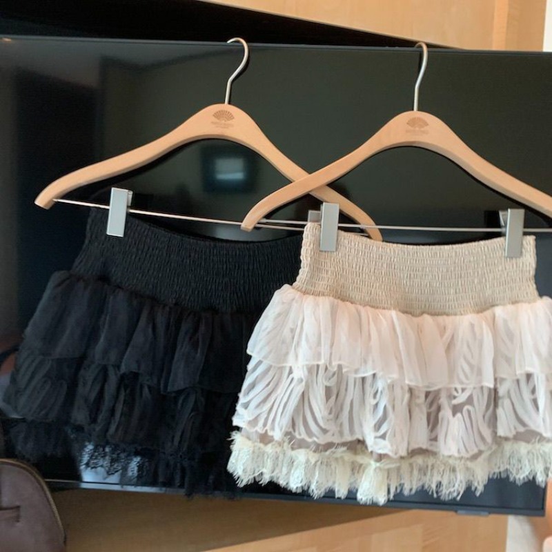 Nouvelle jupe bouffante en dentelle et maille sexy pour femme 2026, taille élastique
