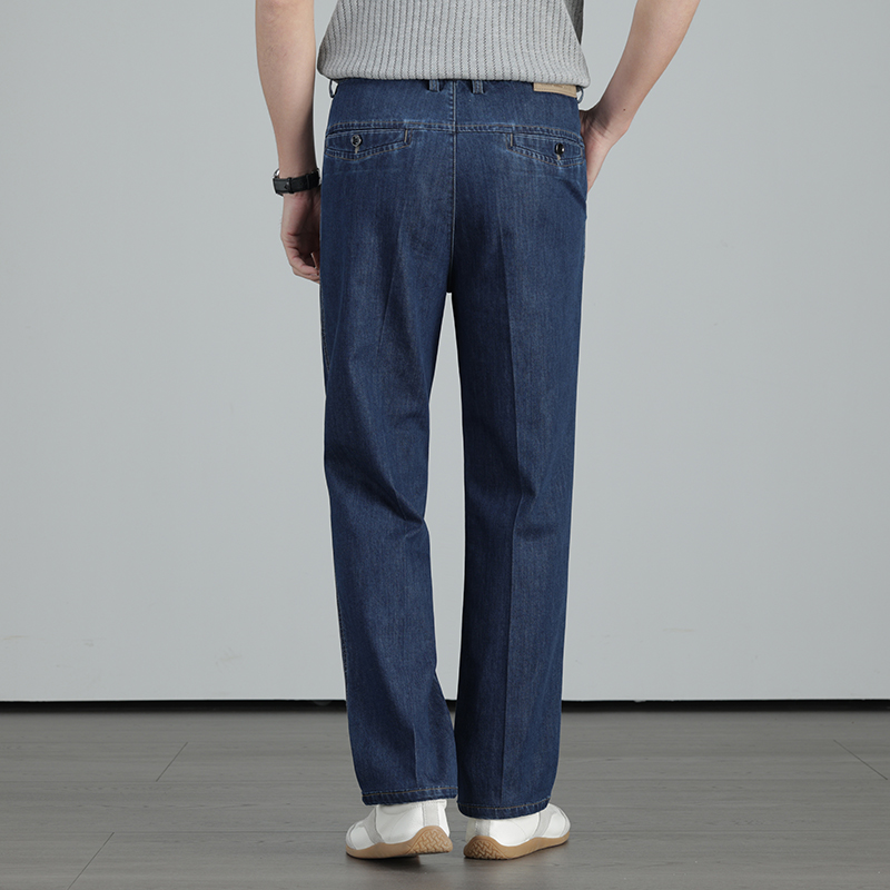 Pantalon en jean droit léger pour homme, en soie lyocell, décontracté et professionnel, collection été 2026, haute qualité