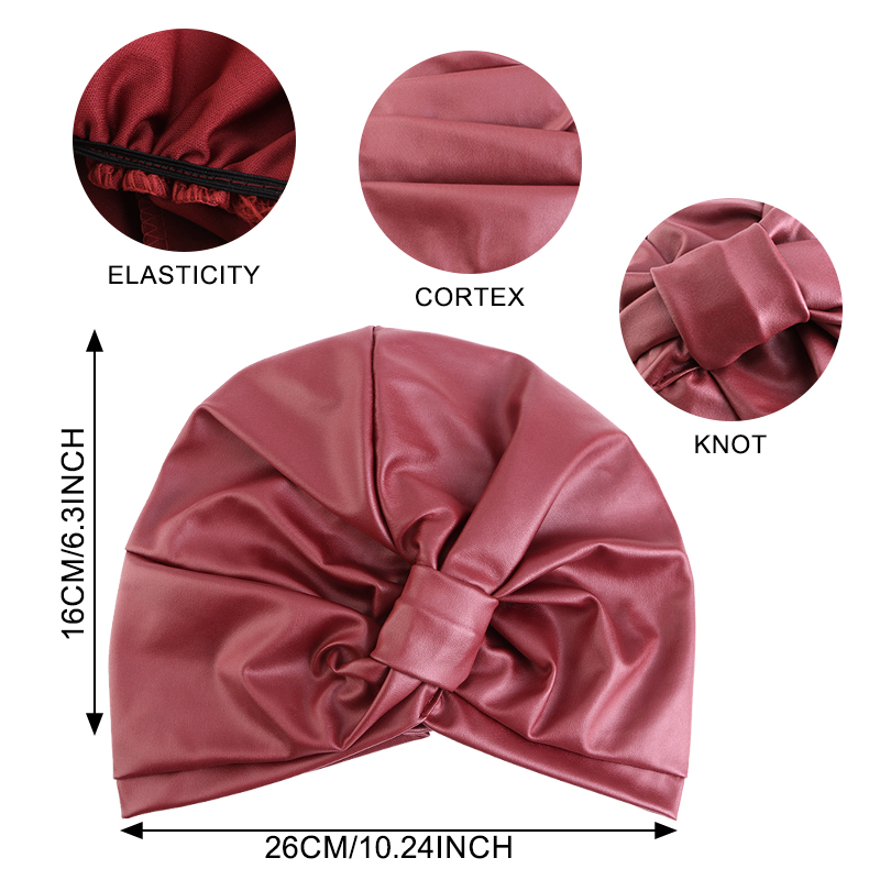 Foulard carré en cuir rétro de style ethnique pour femmes, chapeau hijab musulman, chapeau indien, bonnet africain à nœuds tendance