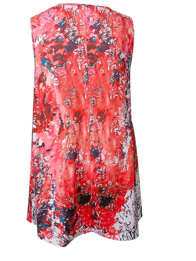 Grande taille 1XL-5XL été femmes mode imprimé fleuri Tropical décontracté Robe sans manches Robe d'été femme bohème Robe de plage Robe